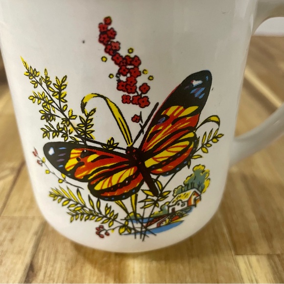 Vintage Viking Stoneware Monarch Butterfly Retro Decor Orange 1970’s Coffee Tea - Picture 2 of 8